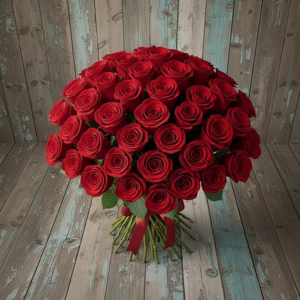 Букет 55 Красных роз Фридом в Осельки