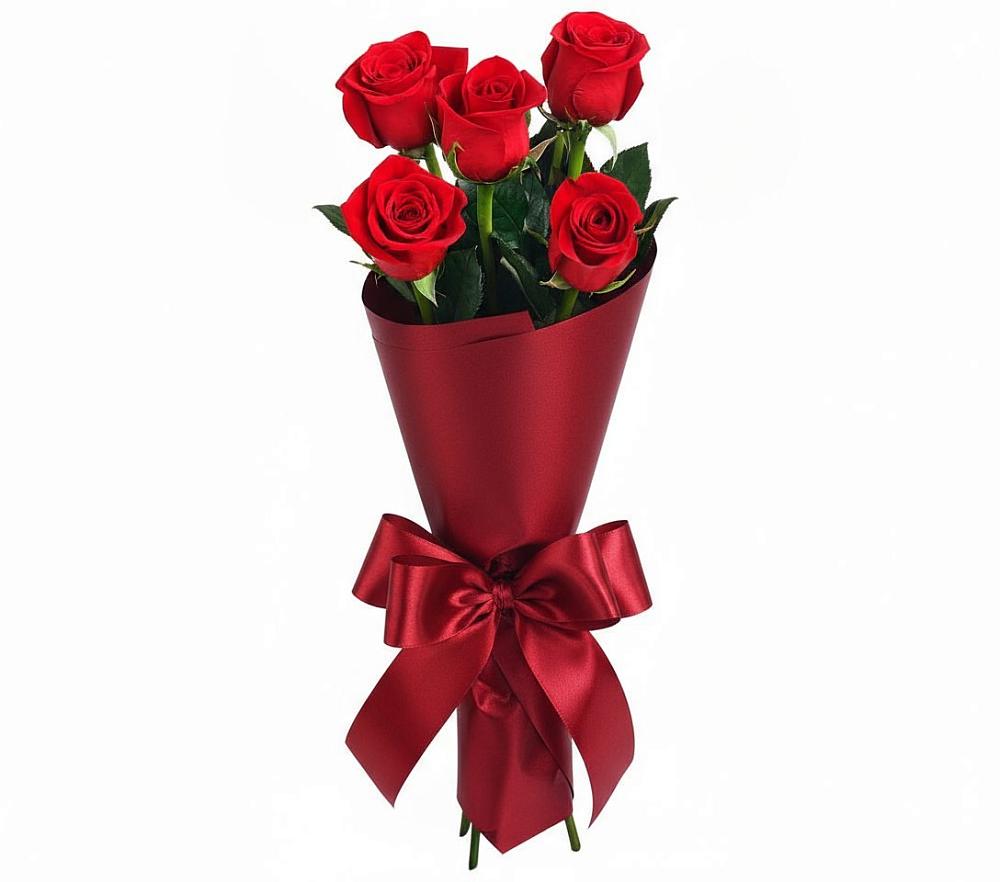Букет 5 Красных роз Эдлесс Лав в Осельки