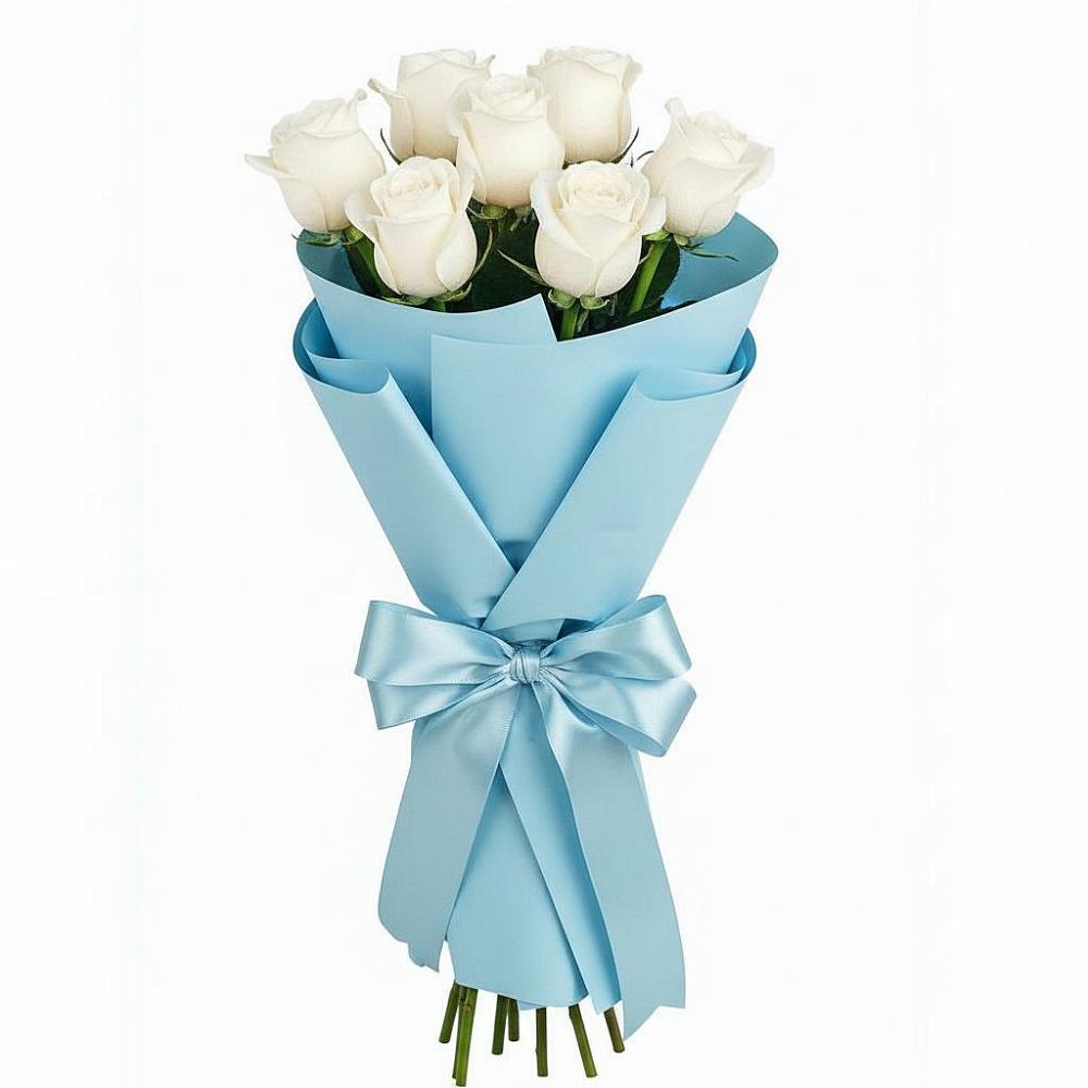 Букет 7 белых роз Проуд в Осельки