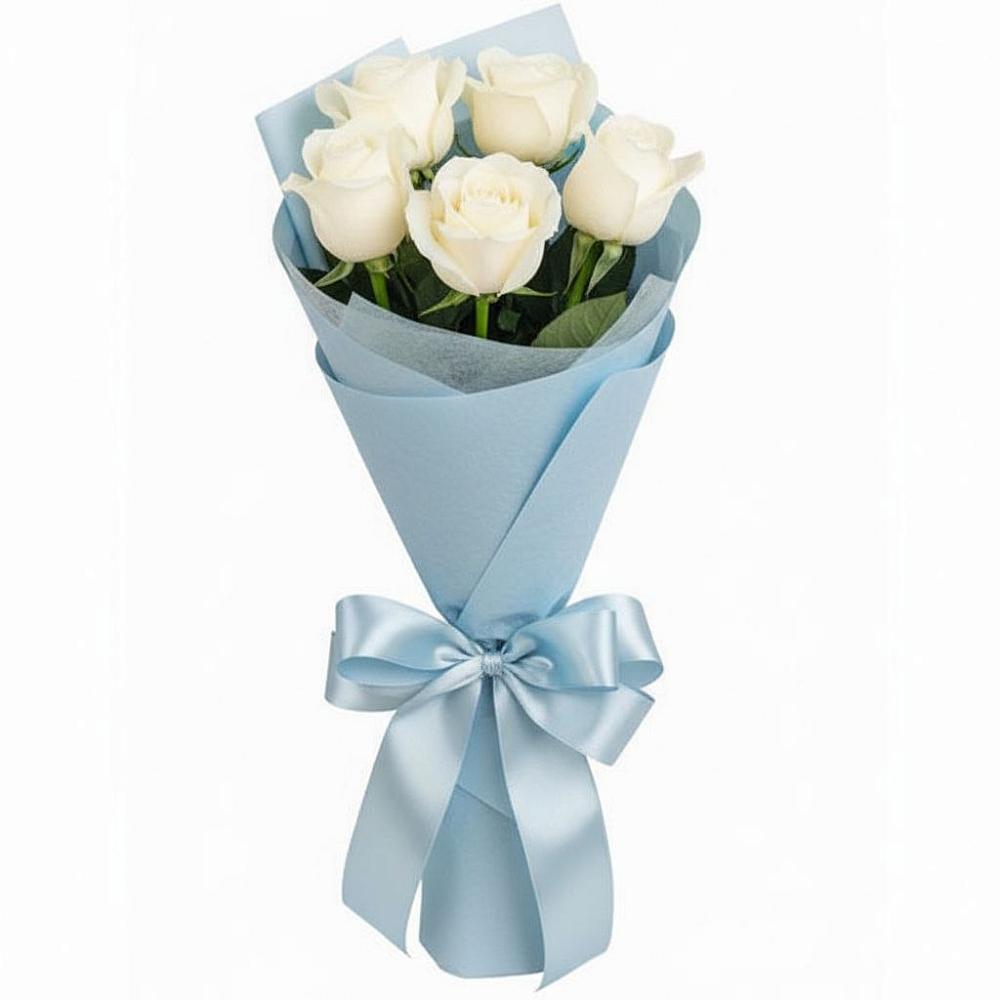 Букет 5 Белых роз Проуд в Осельки