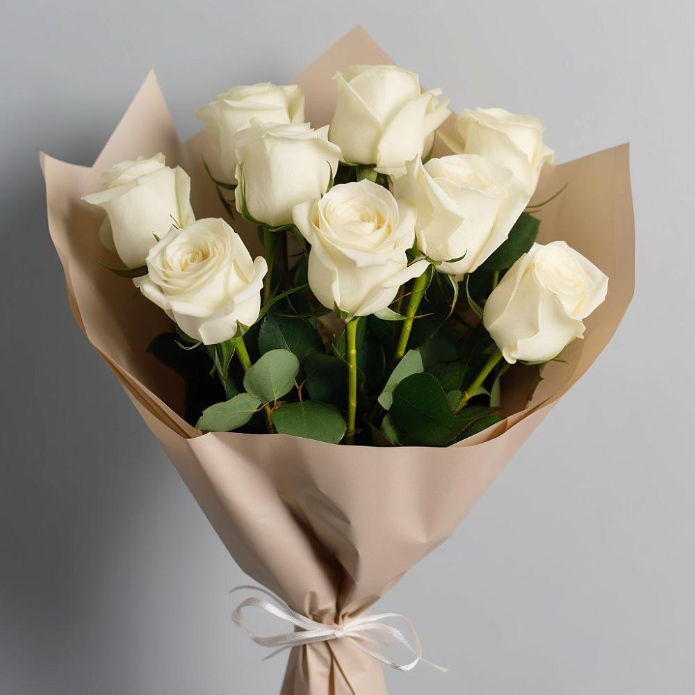 Букет 9 Белых роз Эдлесс Лав в Осельки