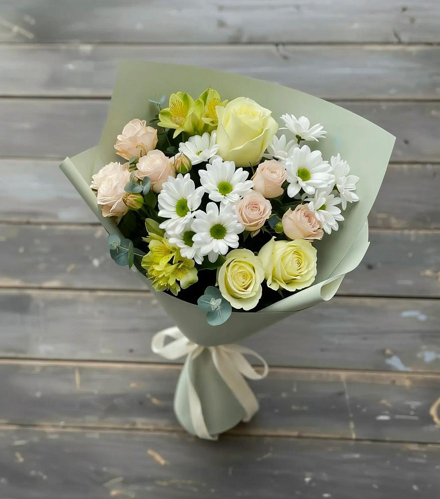 Букет цветов из: Альстромерии, Розы и Хризантемы в Осельки