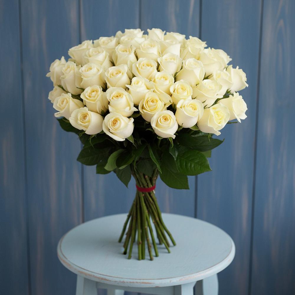 Букет 51 Белая роза Эдлесс Лав в Осельки