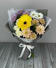 Букет цветов из:  Розы, Герберы и Хризантемы в Осельки