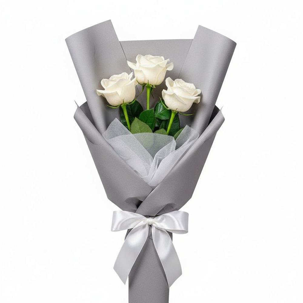 Букет 3 белые розы в Осельки