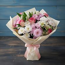 Букет цветов из:  Хризантемы, Альстромерии и Розы #REPLACE_PRED# Осельки