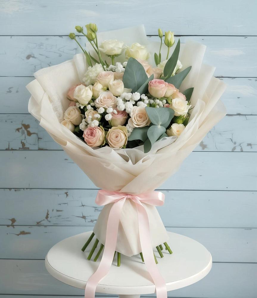 Букет цветов из: Розы и Лизиантусы в Осельки