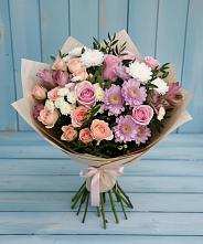 Букет цветов из:  Хризантемы, Розы и Альстромерии в Осельки