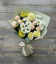 Букет цветов из:  Альстромерии, Розы и Хризантемы в Осельки